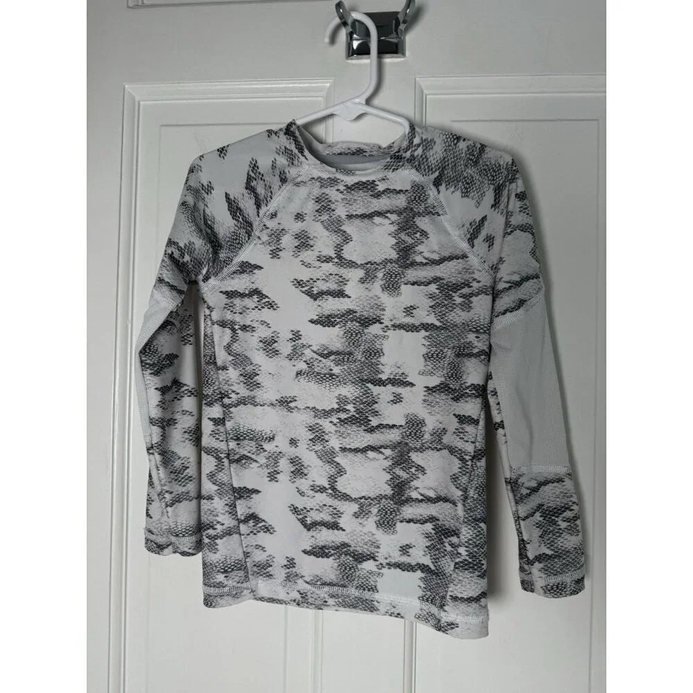 DSG Boys Gray & White Snake Skin Compression LS Shirt Size 2XS (4-5)